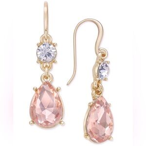 Charter Club Pink and Rose Gold-Tone Dangle Drop Earrings w/ Diamond rhinestone